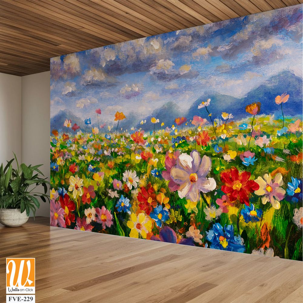 Oil painting of an endless wildflower field [WP-FVE-229]