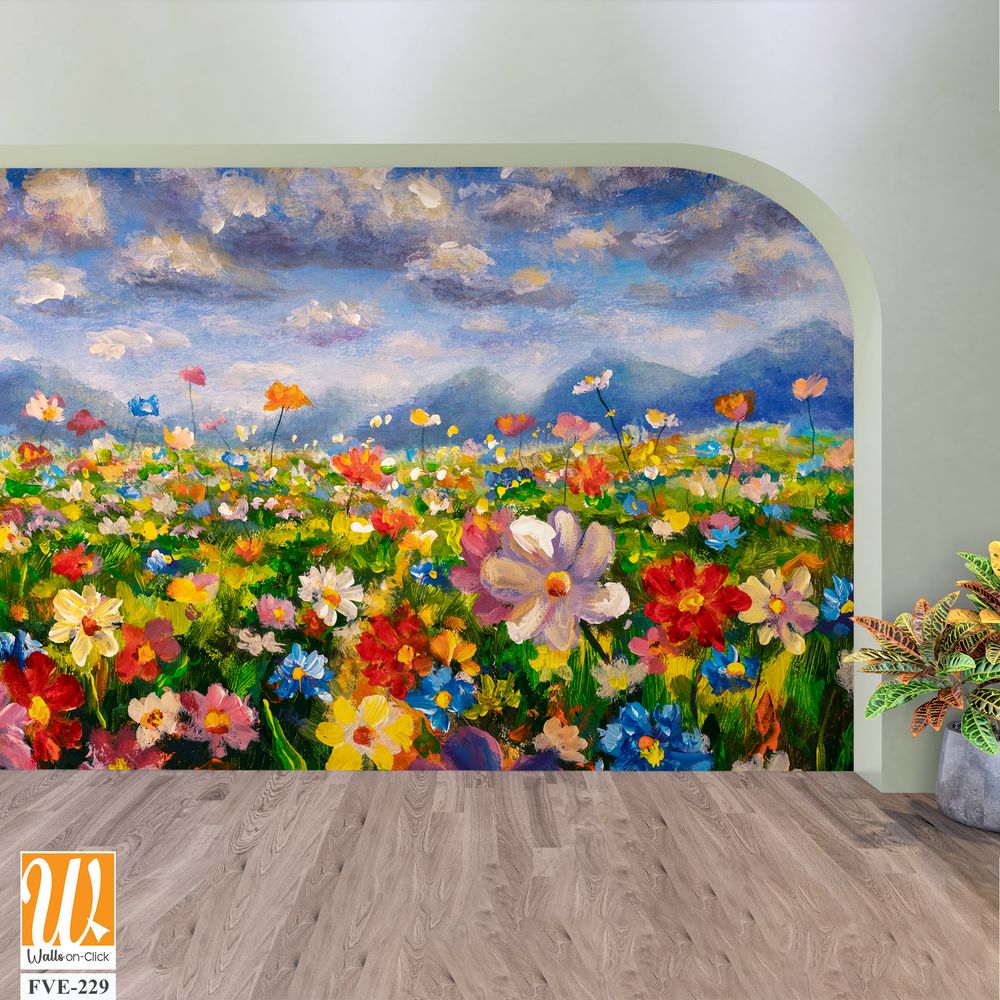 Oil painting of an endless wildflower field [WP-FVE-229]