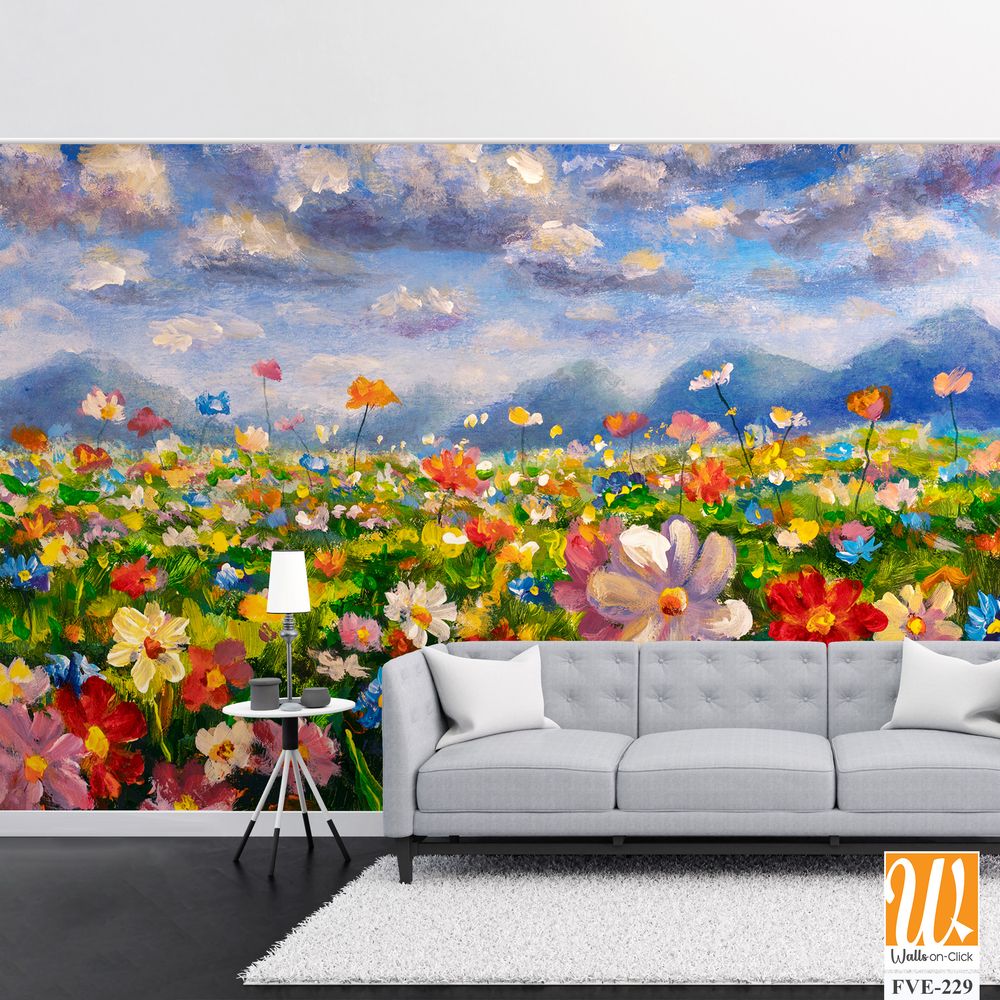 Oil painting of an endless wildflower field [WP-FVE-229]