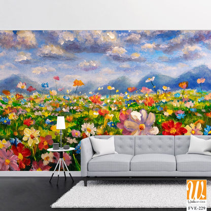 Oil painting of an endless wildflower field [WP-FVE-229]