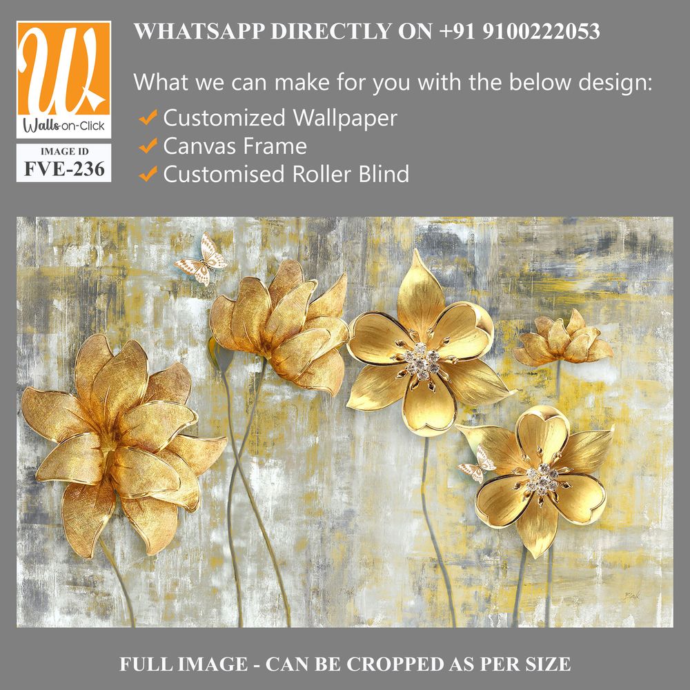 Abstract golden flowers on grey background [WP-FVE-236]