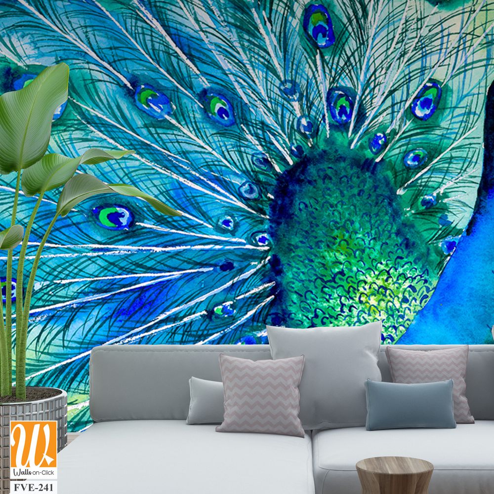 Beautiful peacock displaying its colorful feathers [WP-FVE-241]