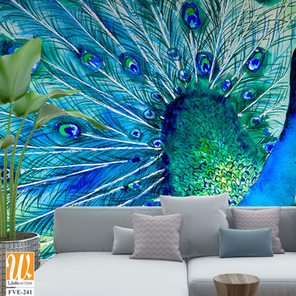 Beautiful peacock displaying its colorful feathers [WP-FVE-241]