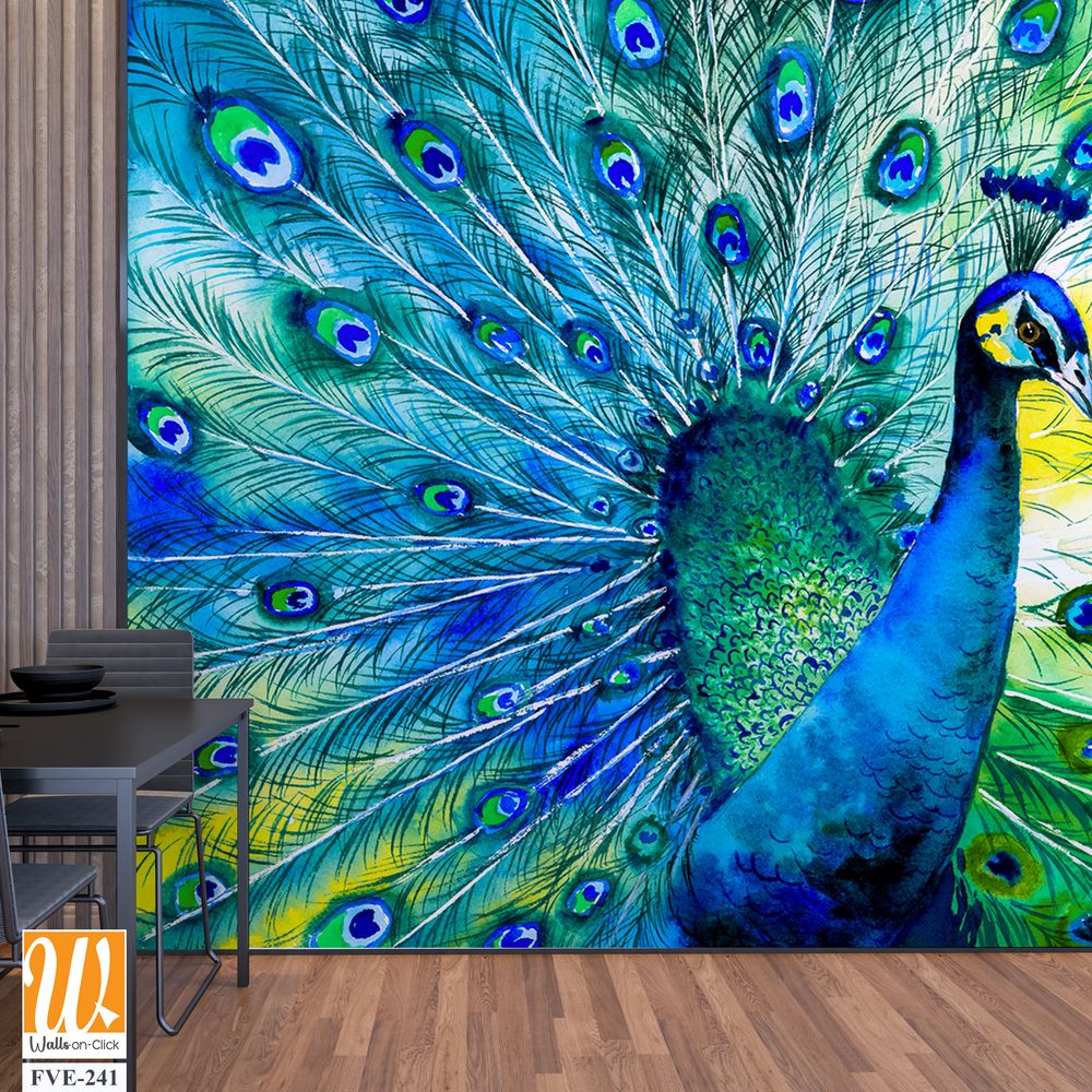 Beautiful peacock displaying its colorful feathers [WP-FVE-241]