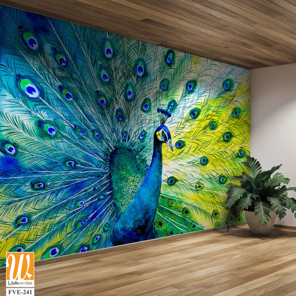 Beautiful peacock displaying its colorful feathers [WP-FVE-241]