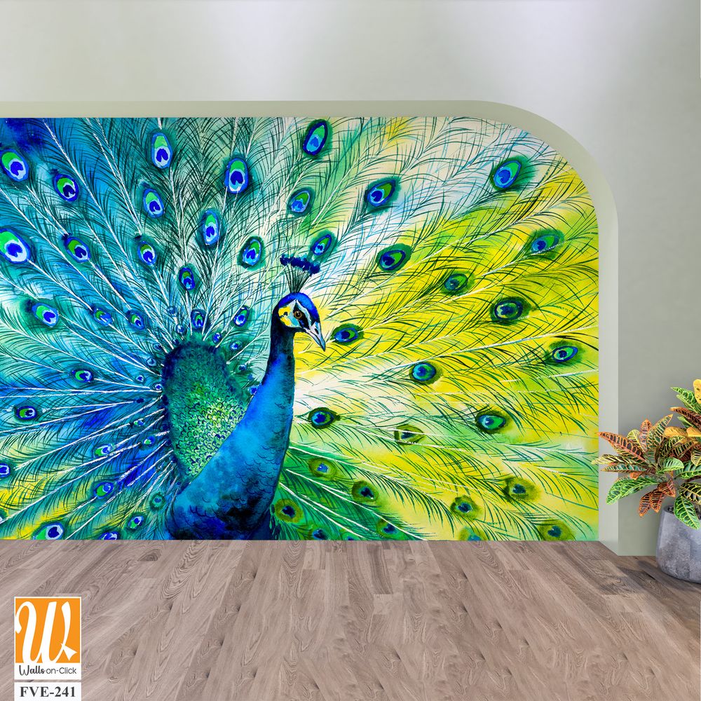 Beautiful peacock displaying its colorful feathers [WP-FVE-241]
