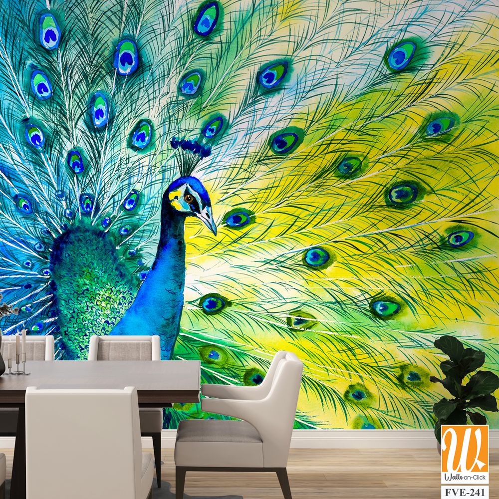 Beautiful peacock displaying its colorful feathers [WP-FVE-241]