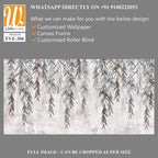 Photo wallpaper, wallpaper, mural design in the loft, classic, modern style. Willow branches on a gray concrete grunge wall. [WP-FVE-306]