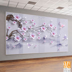3D cherry blossom tree branch with pink and purple flowers [WP-FVE-332]