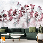 Abstract rose and butterfly wall art [WP-FVE-334]