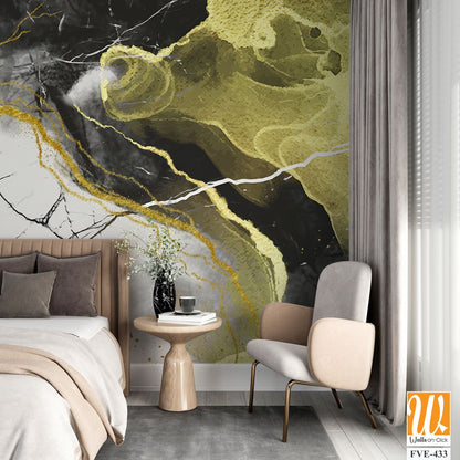 Abstract marble texture with gold and black lines [WP-FVE-433]