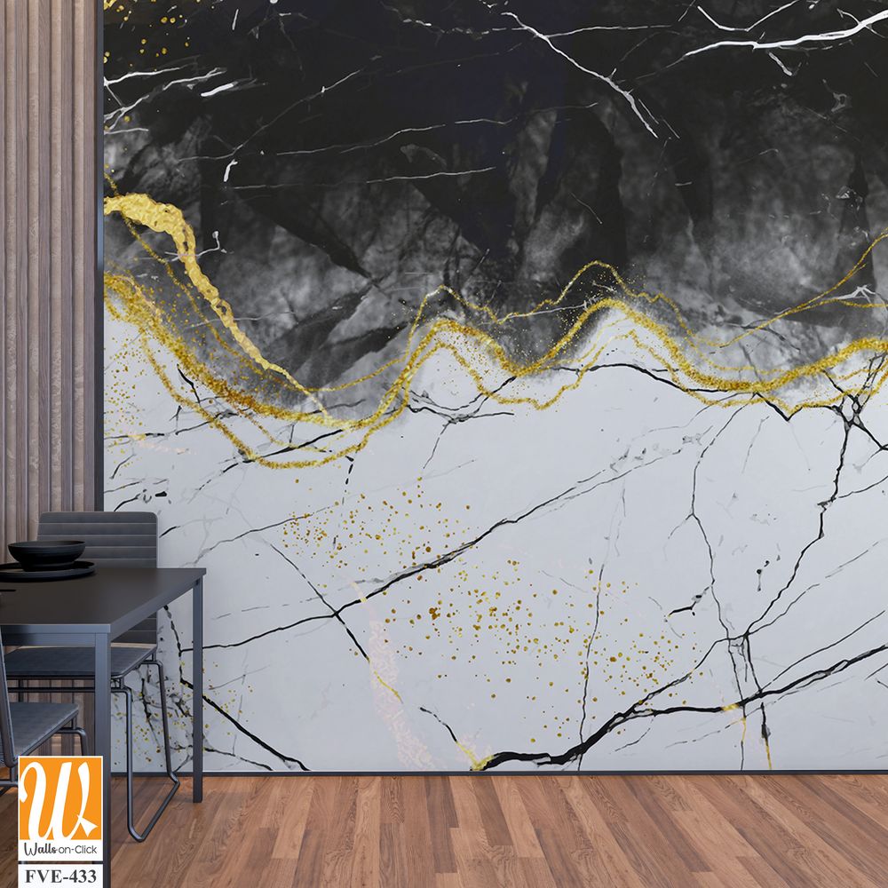 Abstract marble texture with gold and black lines [WP-FVE-433]
