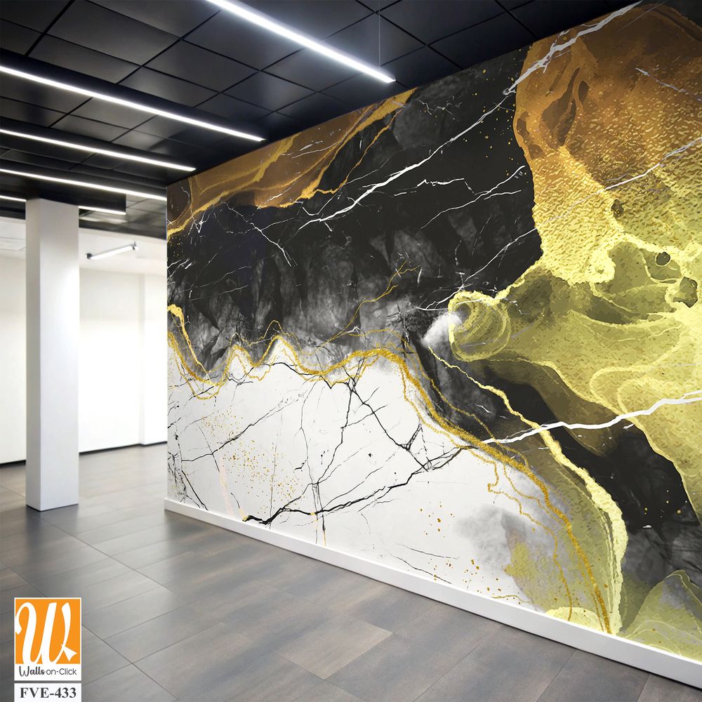 Abstract marble texture with gold and black lines [WP-FVE-433]
