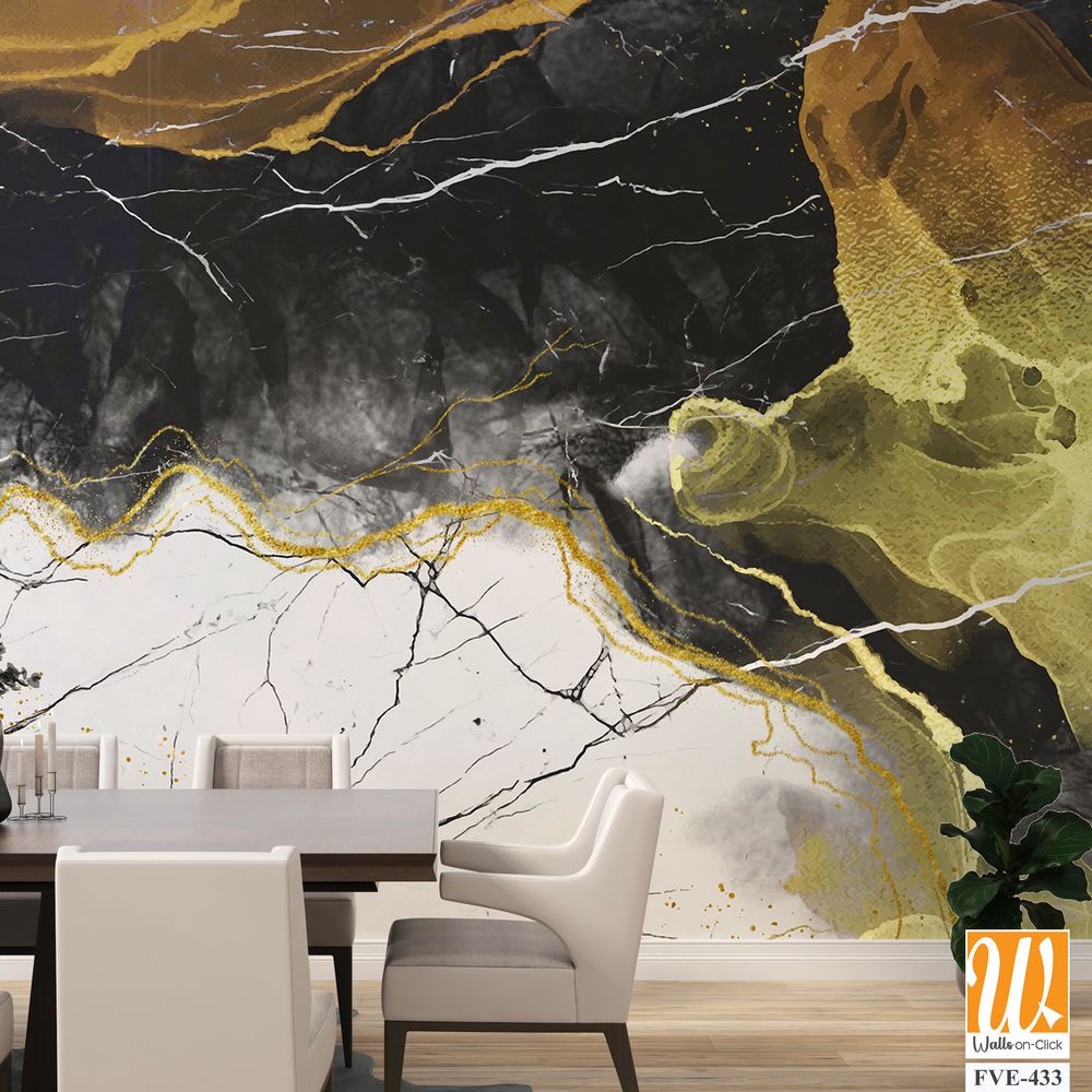 Abstract marble texture with gold and black lines [WP-FVE-433]