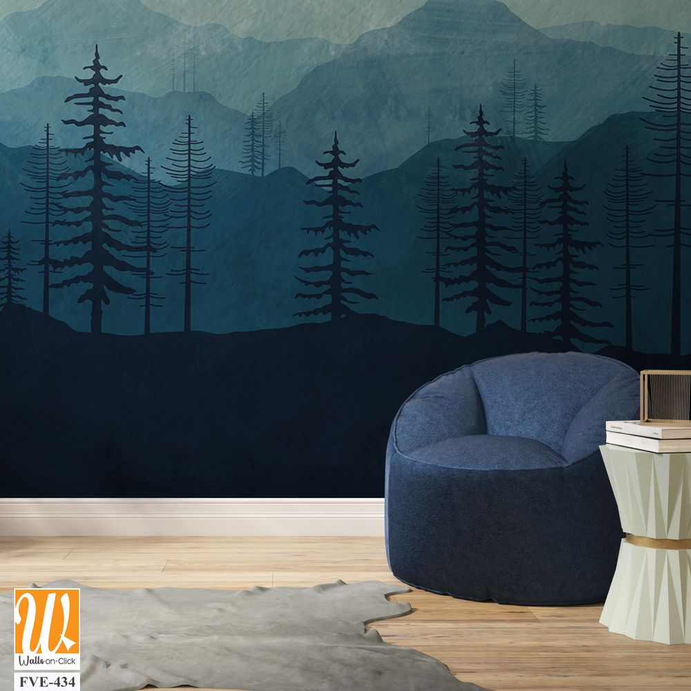 Silhouette forest with mountains [WP-FVE-434]