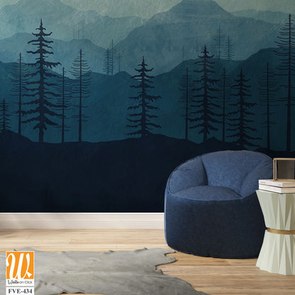 Silhouette forest with mountains [WP-FVE-434]