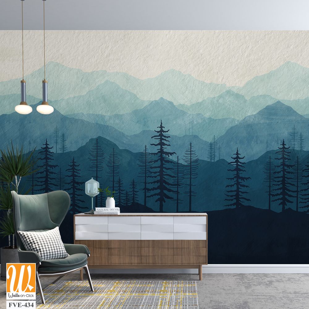 Silhouette forest with mountains [WP-FVE-434]