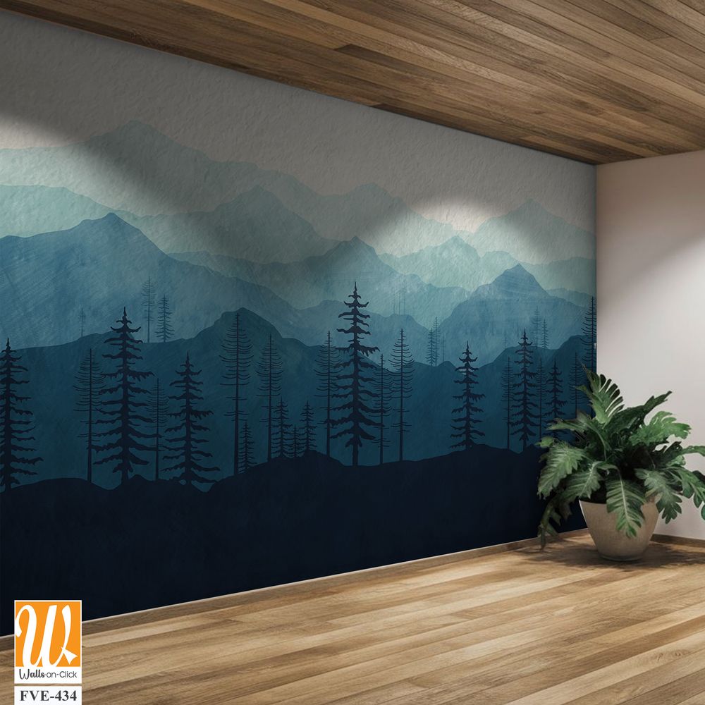 Silhouette forest with mountains [WP-FVE-434]