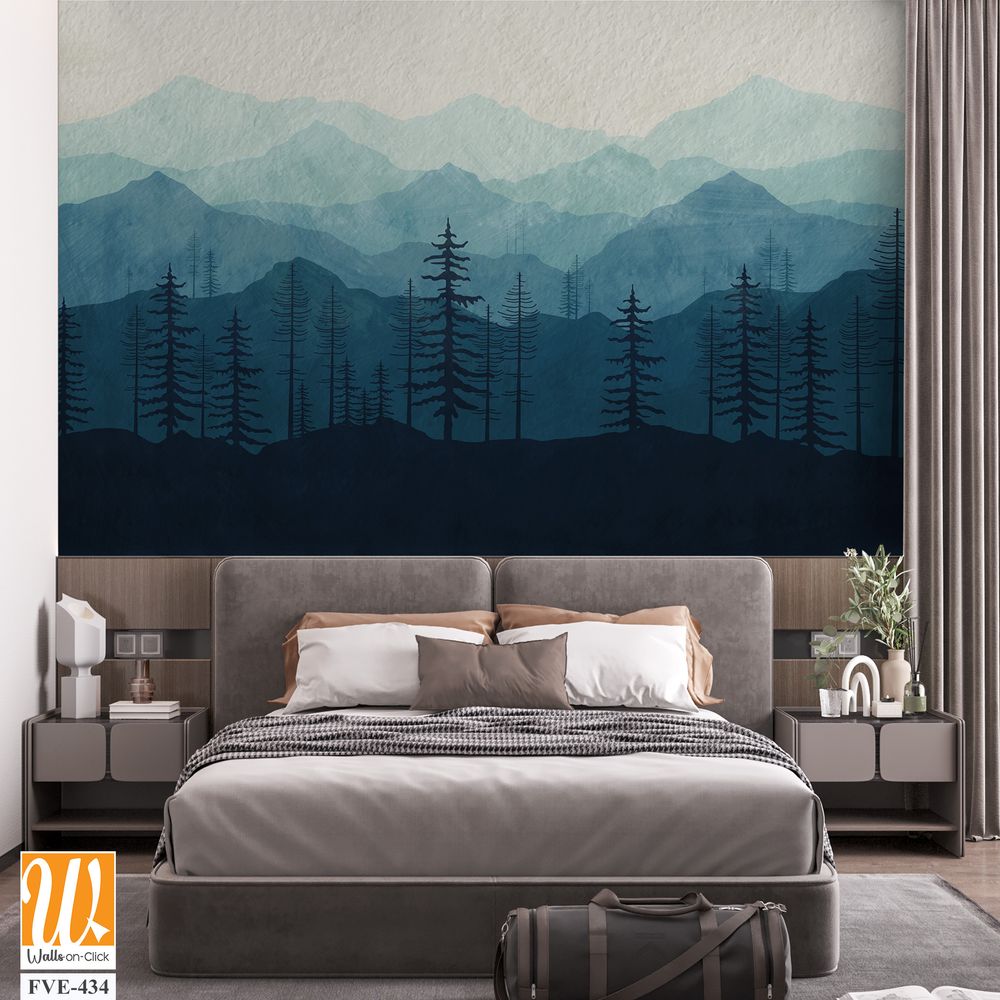 Silhouette forest with mountains [WP-FVE-434]