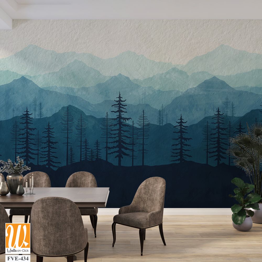 Silhouette forest with mountains [WP-FVE-434]