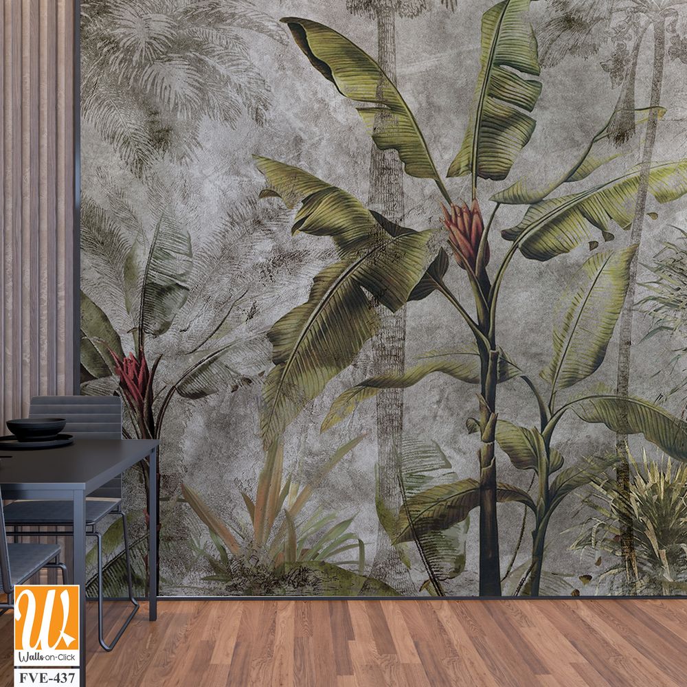 Vintage-style wallpaper of a tropical distressed wall [WP-FVE-437]