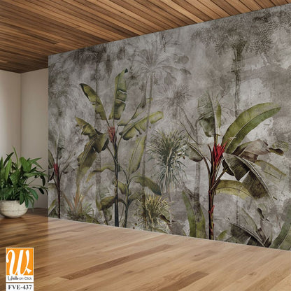 Vintage-style wallpaper of a tropical distressed wall [WP-FVE-437]