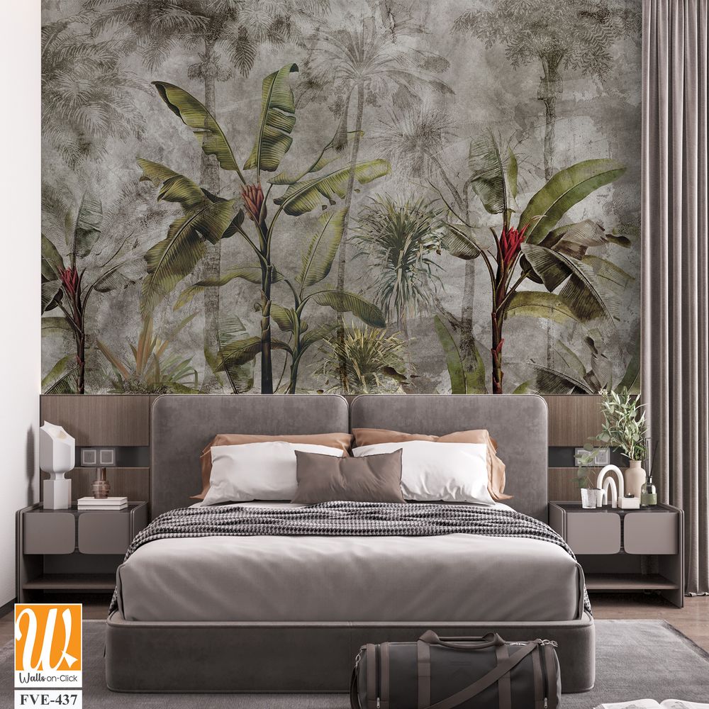 Vintage-style wallpaper of a tropical distressed wall [WP-FVE-437]