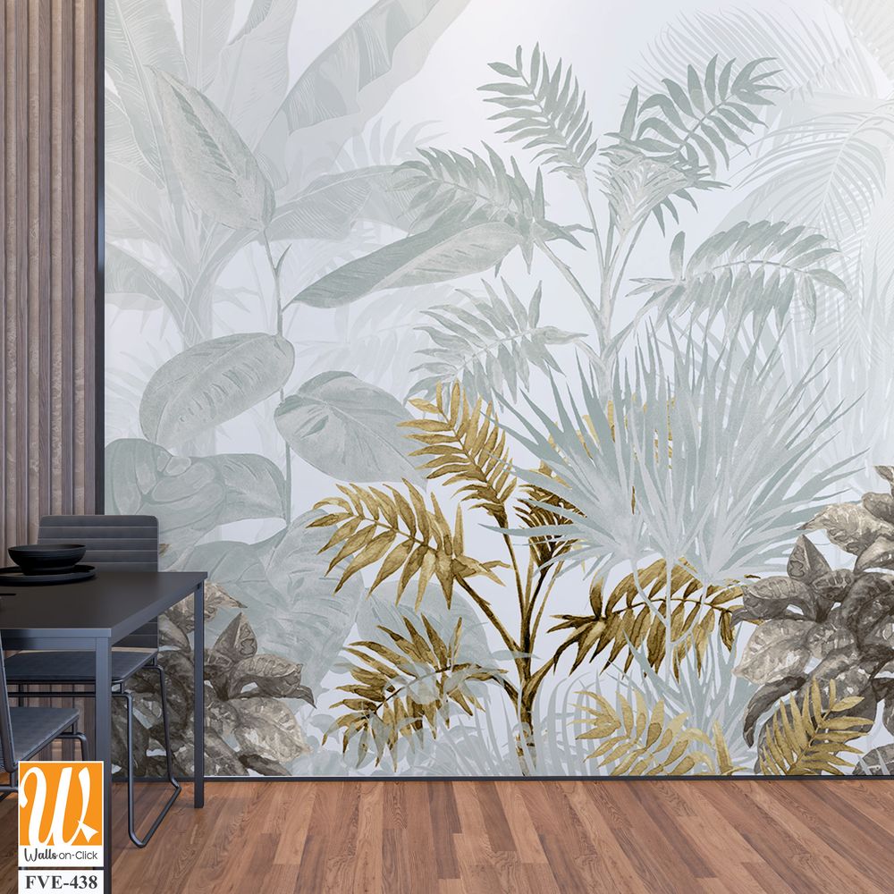 Tropical leaf wallpaper design, watercolor texture, nature background. [WP-FVE-438]