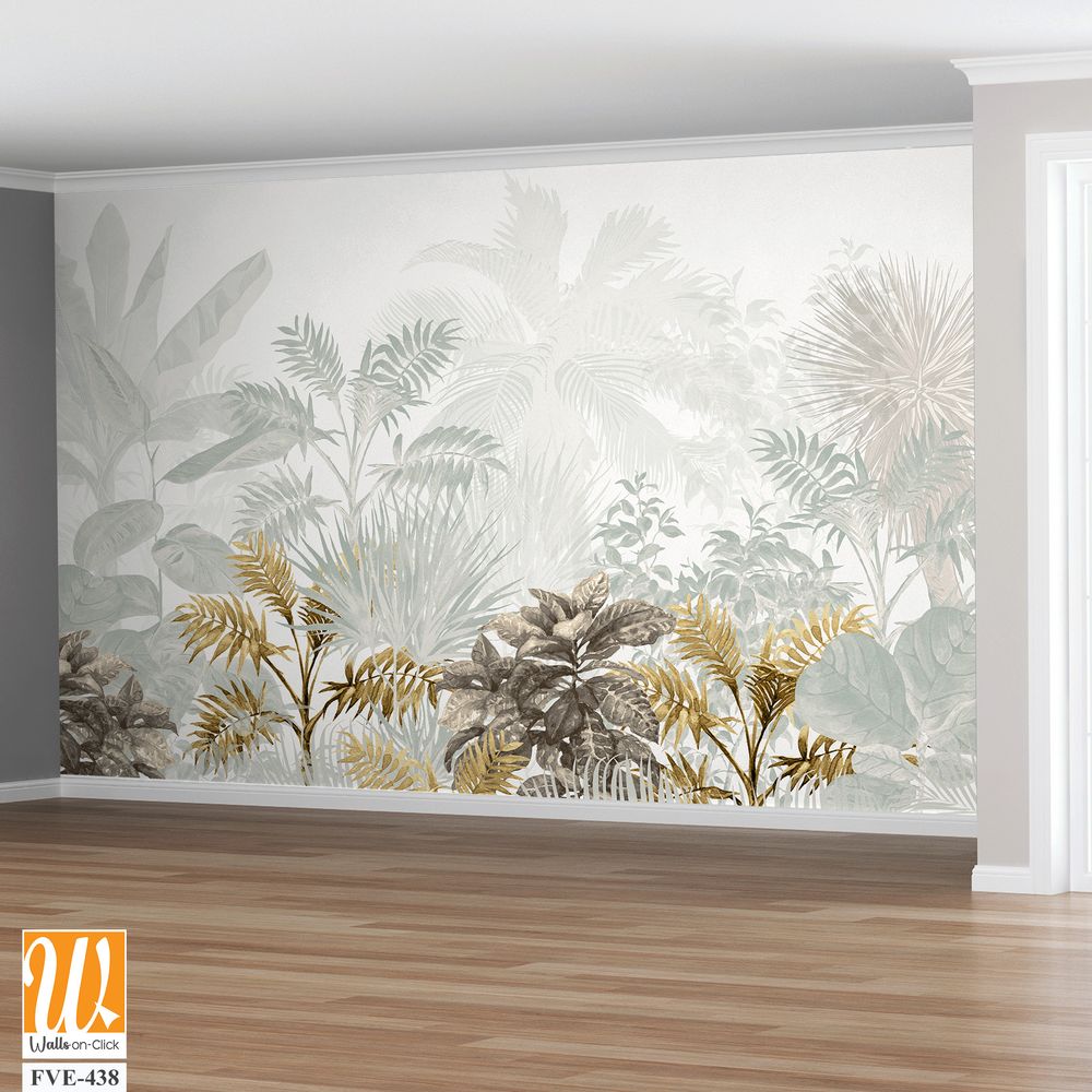Tropical leaf wallpaper design, watercolor texture, nature background. [WP-FVE-438]