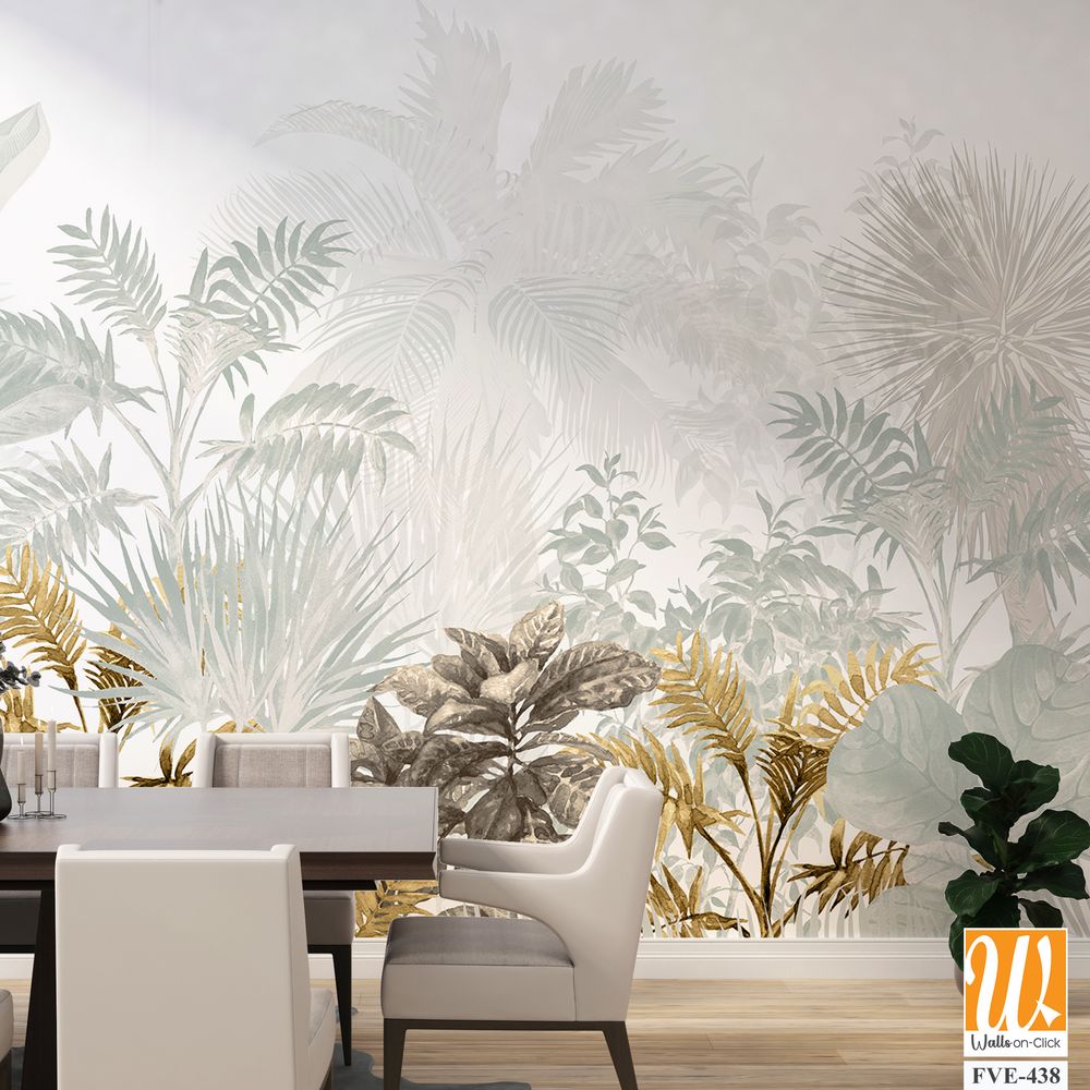 Tropical leaf wallpaper design, watercolor texture, nature background. [WP-FVE-438]