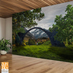 Stone arch bridge over a grassy valley [WP-FVF-073]