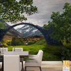 Stone arch bridge over a grassy valley [WP-FVF-073]