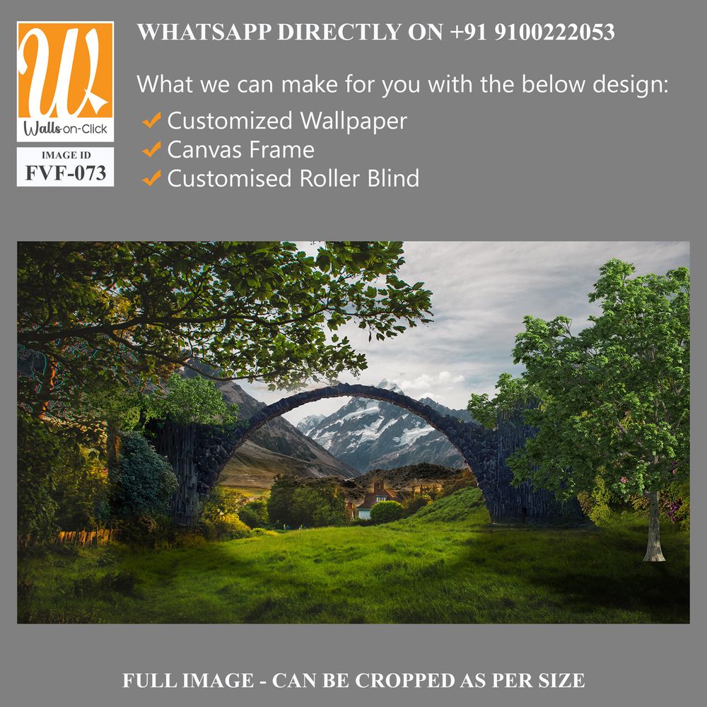 Stone arch bridge over a grassy valley [WP-FVF-073]