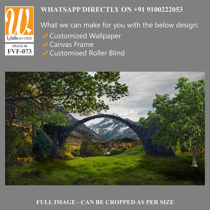 Stone arch bridge over a grassy valley [WP-FVF-073]