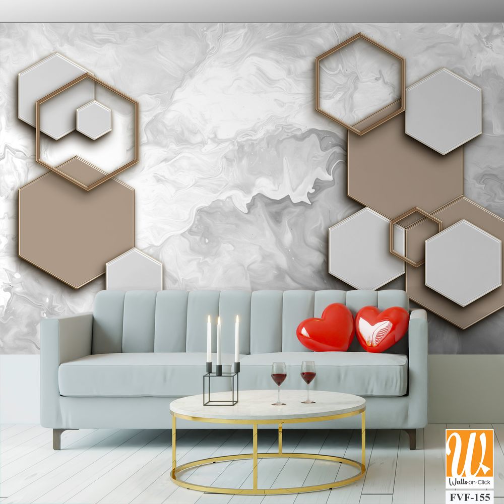 Modern design with hexagons and a marble effect [WP-FVF-155]