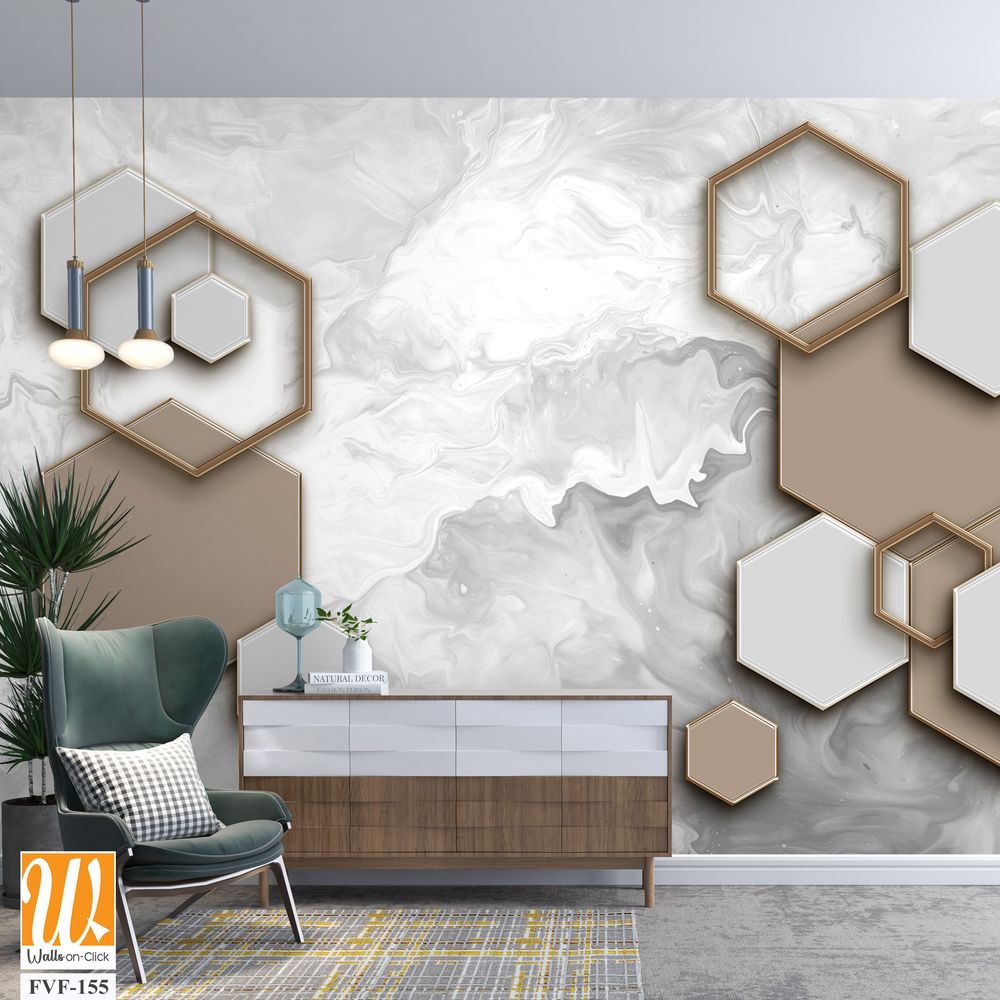 Modern design with hexagons and a marble effect [WP-FVF-155]