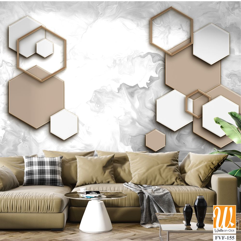 Modern design with hexagons and a marble effect [WP-FVF-155]