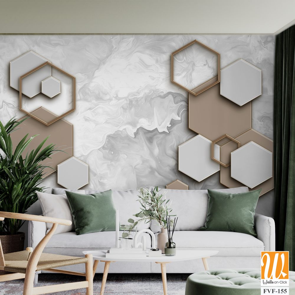 Modern design with hexagons and a marble effect [WP-FVF-155]