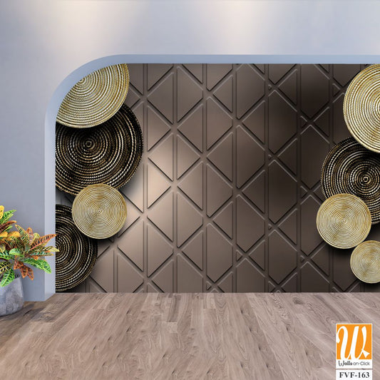 Brown and Gold Wicker Geometric Wall Mural [WP-FVF-163]