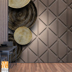 Brown and Gold Wicker Geometric Wall Mural [WP-FVF-163]