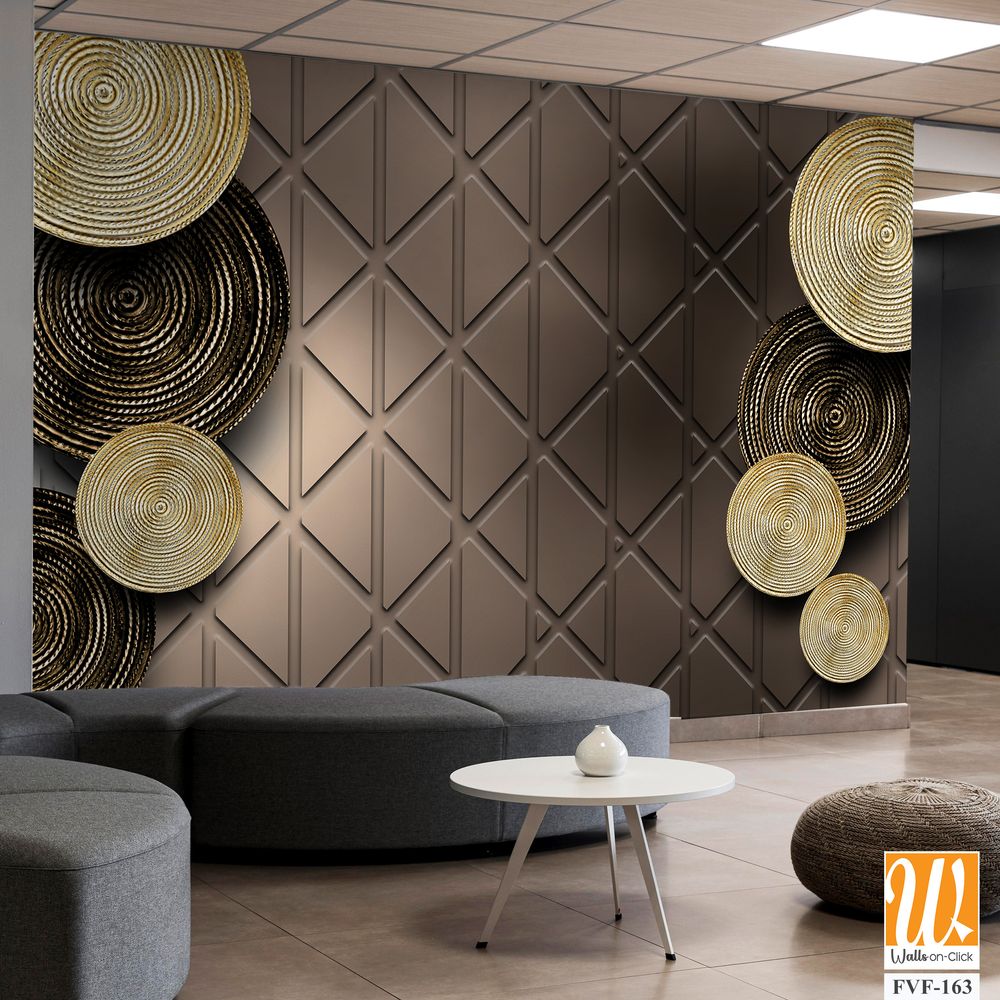 Brown and Gold Wicker Geometric Wall Mural [WP-FVF-163]