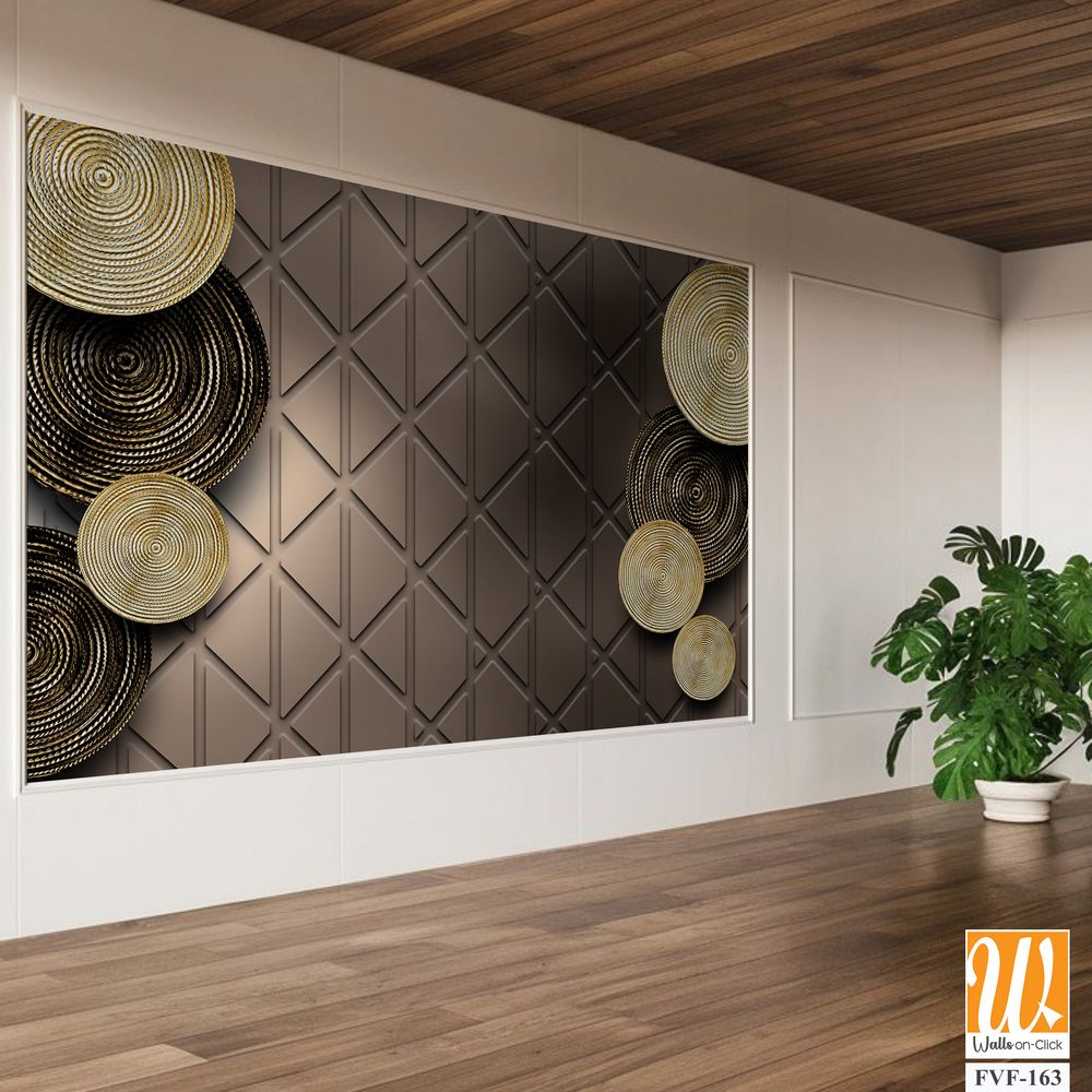 Brown and Gold Wicker Geometric Wall Mural [WP-FVF-163]