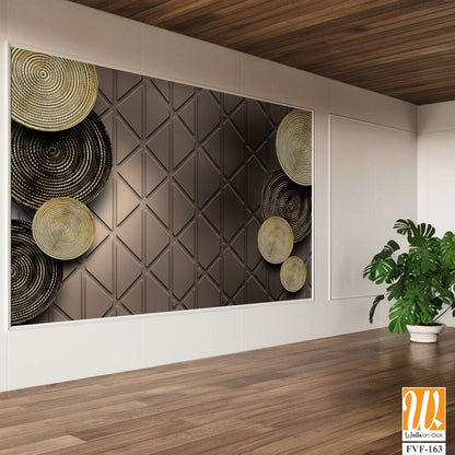 Brown and Gold Wicker Geometric Wall Mural [WP-FVF-163]