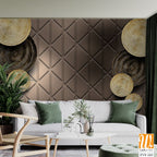 Brown and Gold Wicker Geometric Wall Mural [WP-FVF-163]