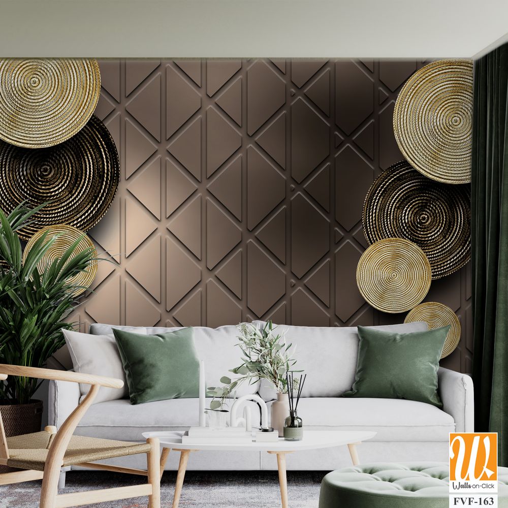 Brown and Gold Wicker Geometric Wall Mural [WP-FVF-163]
