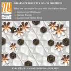 3D wallpaper with white geometric shapes and brown flowers [WP-FVF-232]
