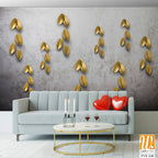 Wall art of metallic gold leaves on a grey background [WP-FVF-240]