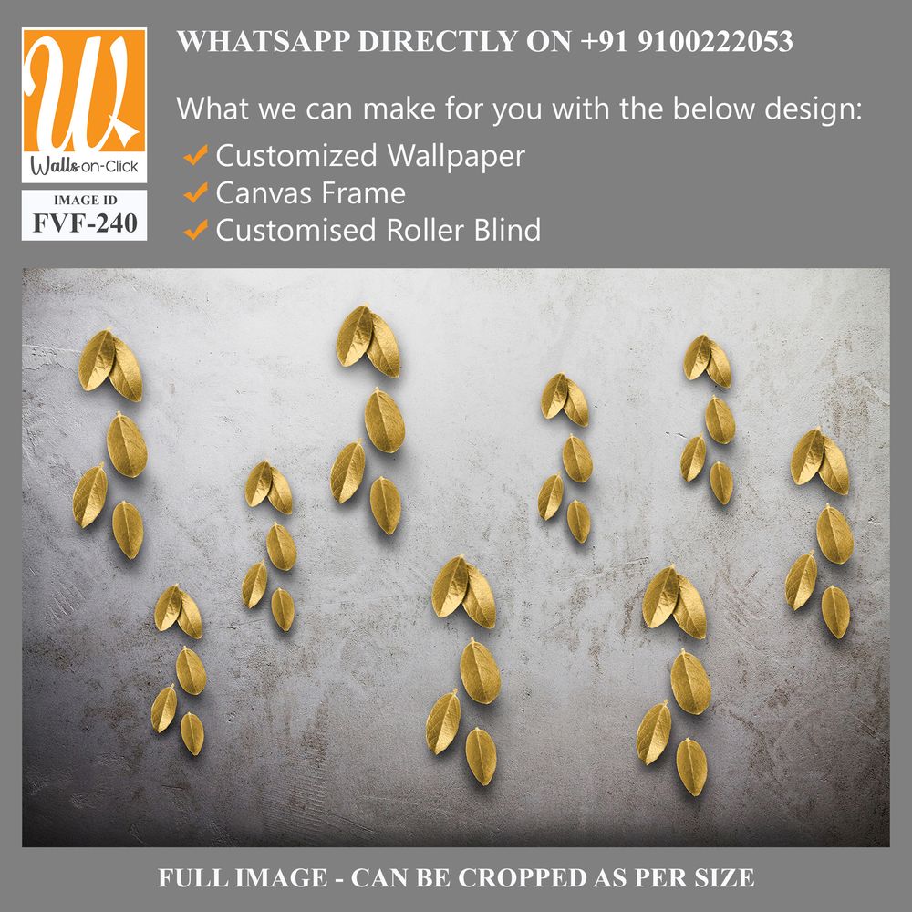 Wall art of metallic gold leaves on a grey background [WP-FVF-240]