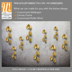 Wall art of metallic gold leaves on a grey background [WP-FVF-240]