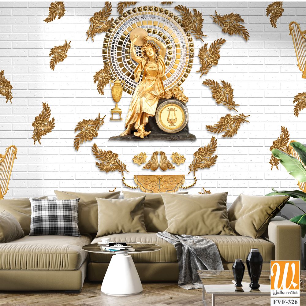 Goddess Venus surrounded by gold leaves [WP-FVF-326]